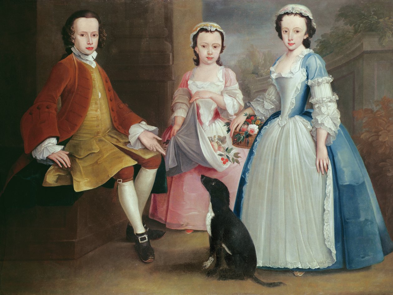 Sara, Anna and Evan Davies with their Dog by Joseph Highmore