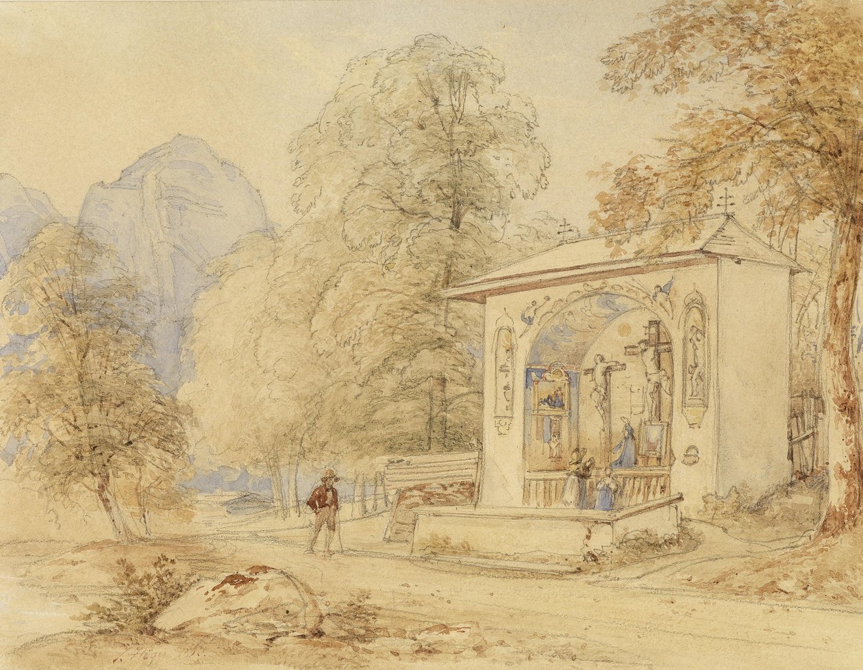 Wanderer and Golgotha Chapel by Joseph Hoger