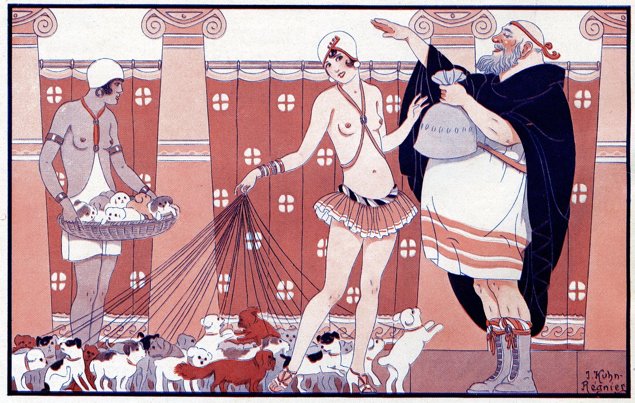 Three Prix Féminins - Prize of little old granny from a large family - illustration from la Vie Parisienne 1919 by Joseph Kuhn Regnier