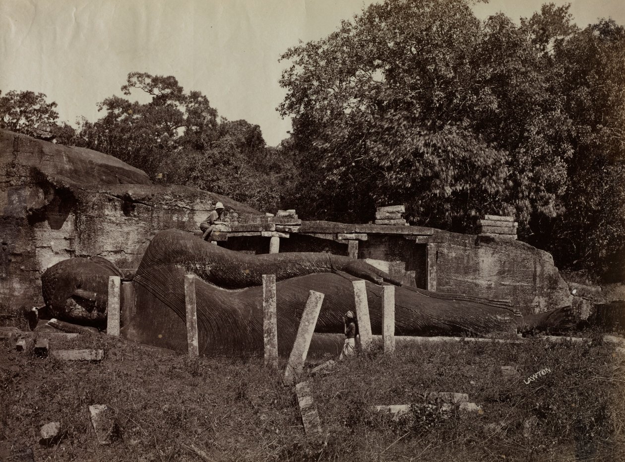 The Paranirvana of Buddha, Gal Vihara, Polonnaruva, Ceylon, 1870-1871 by Joseph Lawton
