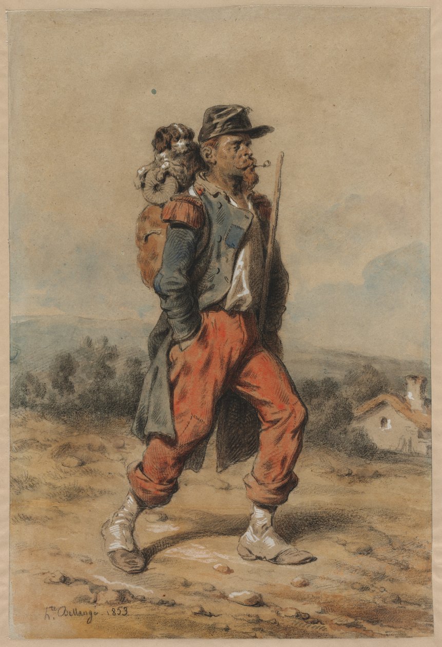 Soldier with Dog, 1853 by Joseph Louis Hippolyte Bellange