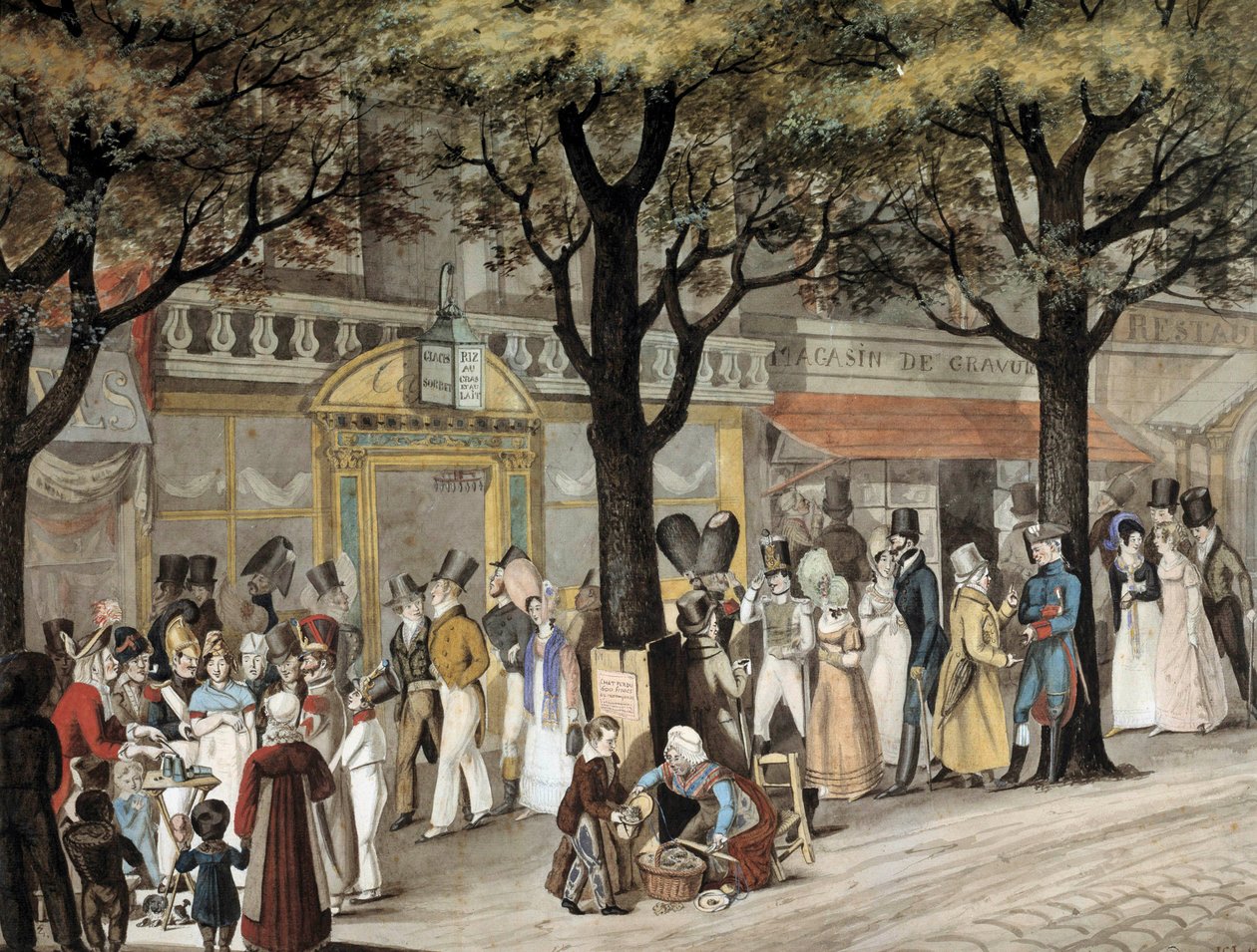 Walk on a Boulevard in Paris in 1819 by Joseph Louis Hippolyte Bellange