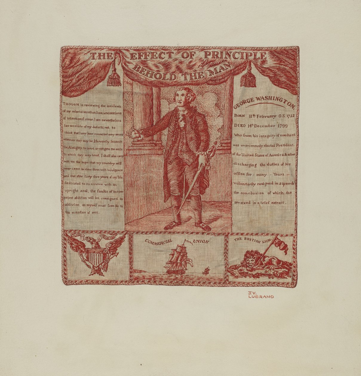 Printed Textile of George Washington by Joseph Lubrano