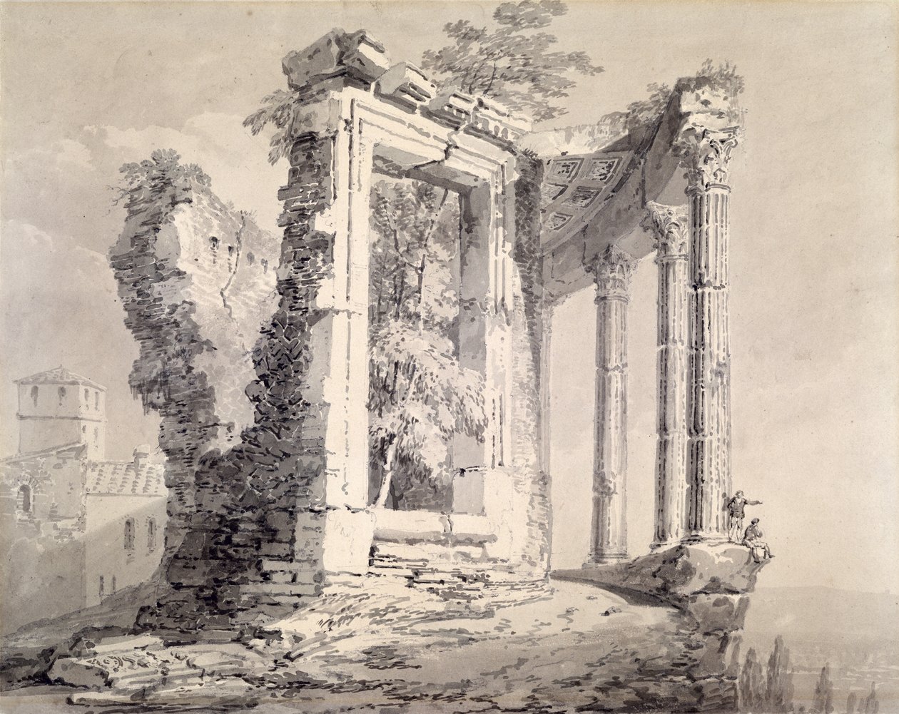 Temple of the Sibyl, Tivoli by Joseph Mallord William (attr.to) Turner