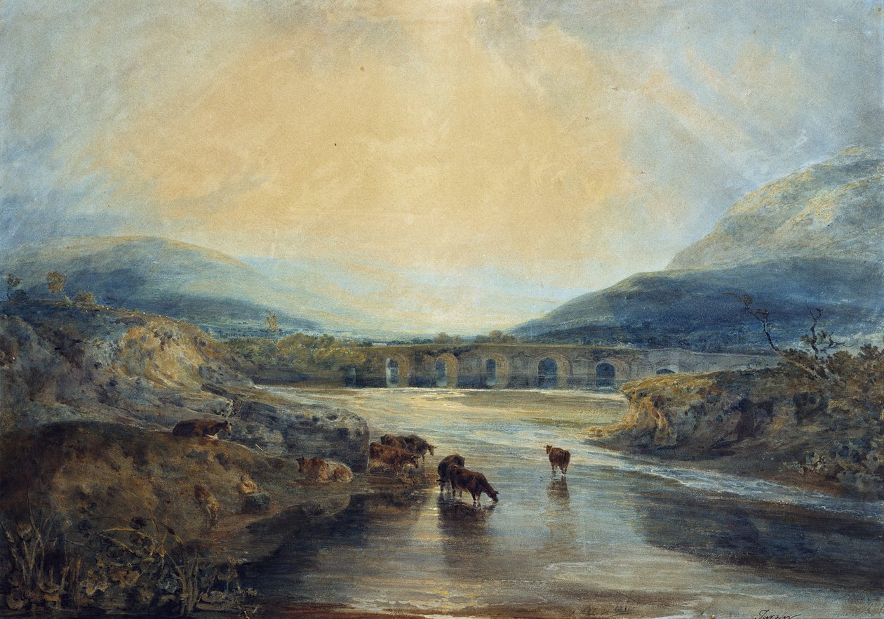 Abergavenny Bridge, Monmouthshire: Clearing Up After a Showery Day by Joseph Mallord William Turner