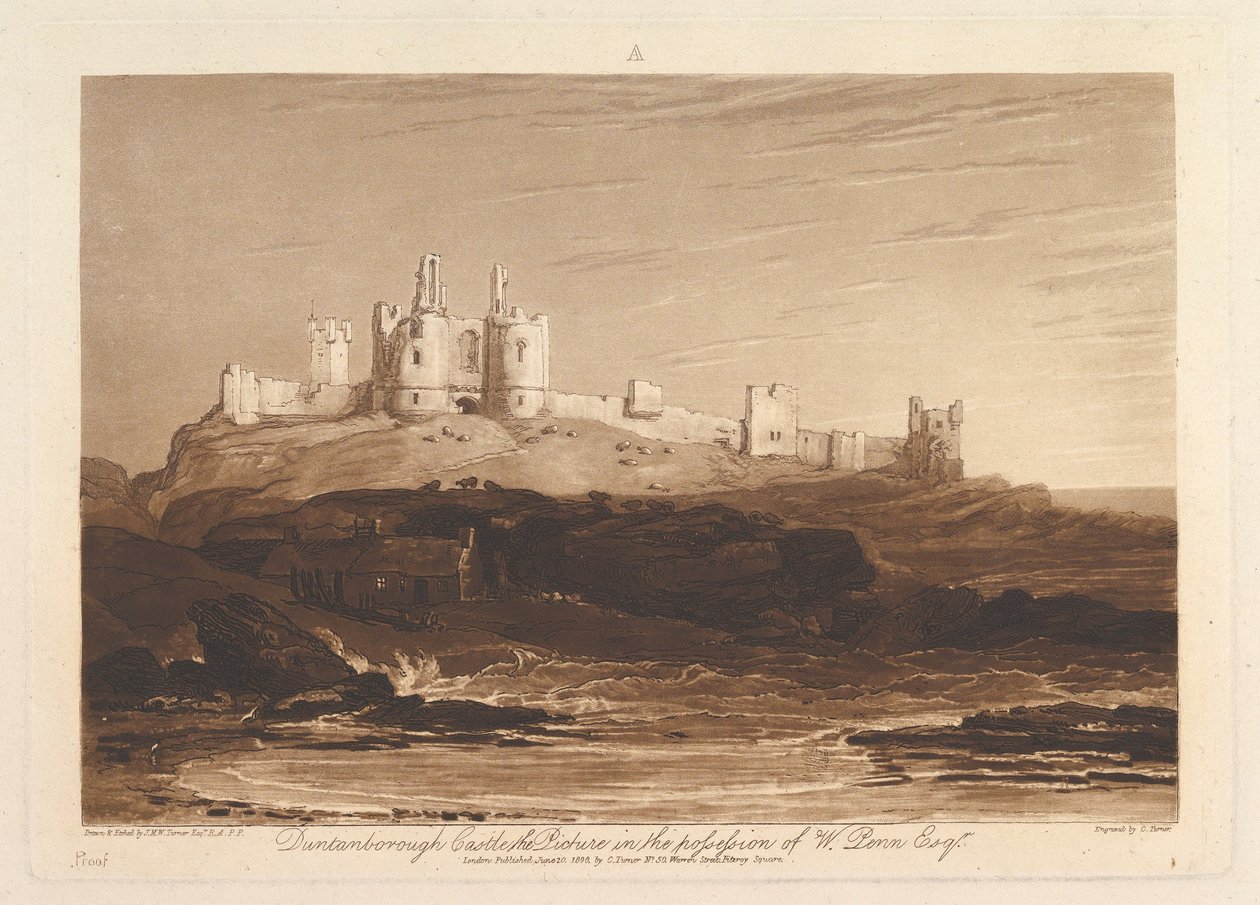 Dunstanborough Castle Liber Studiorum, part III, plate 14 by Joseph Mallord William Turner