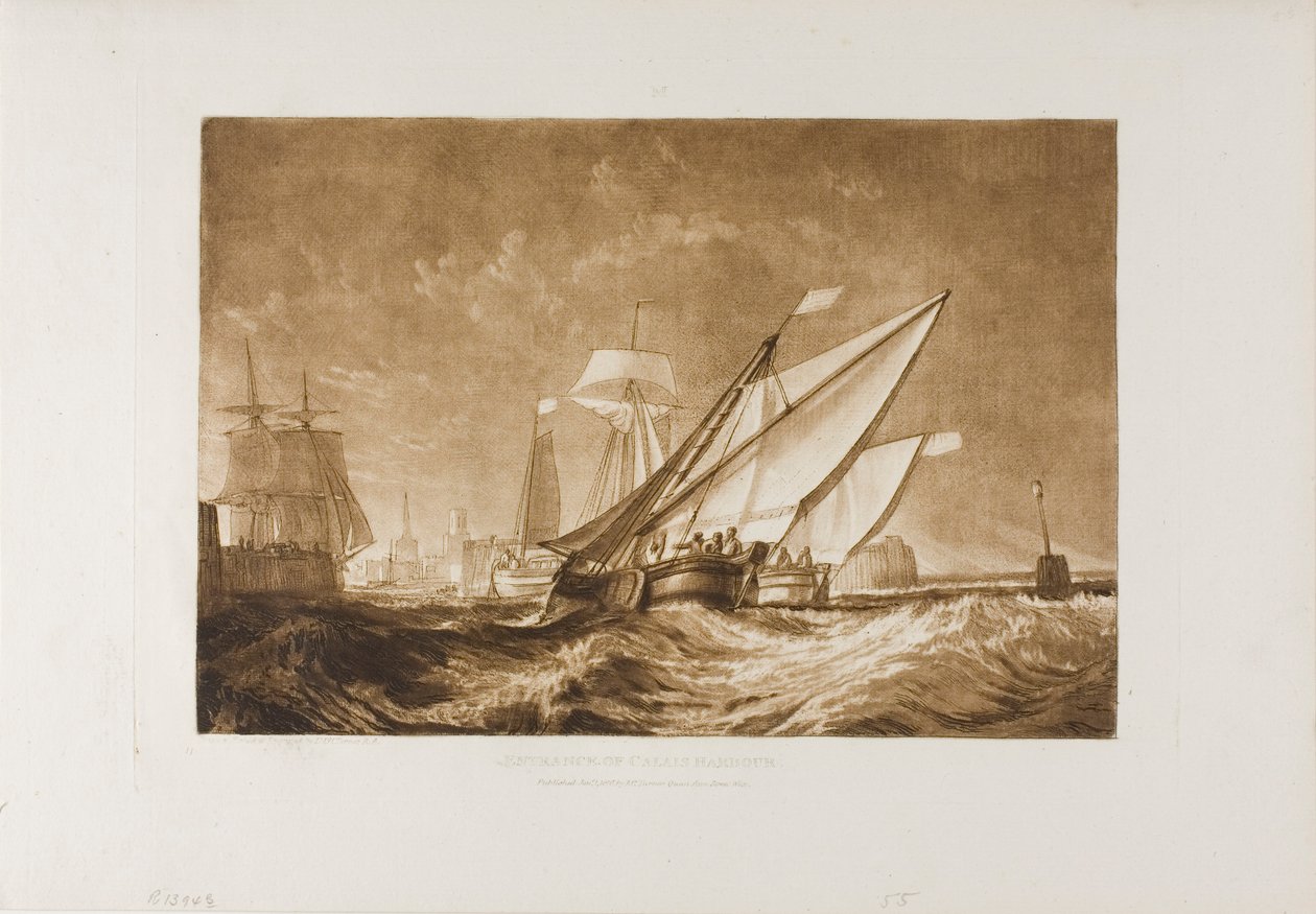 Entrance of Calais Harbour, Plate 55 from Liber Studiorum by Joseph Mallord William Turner