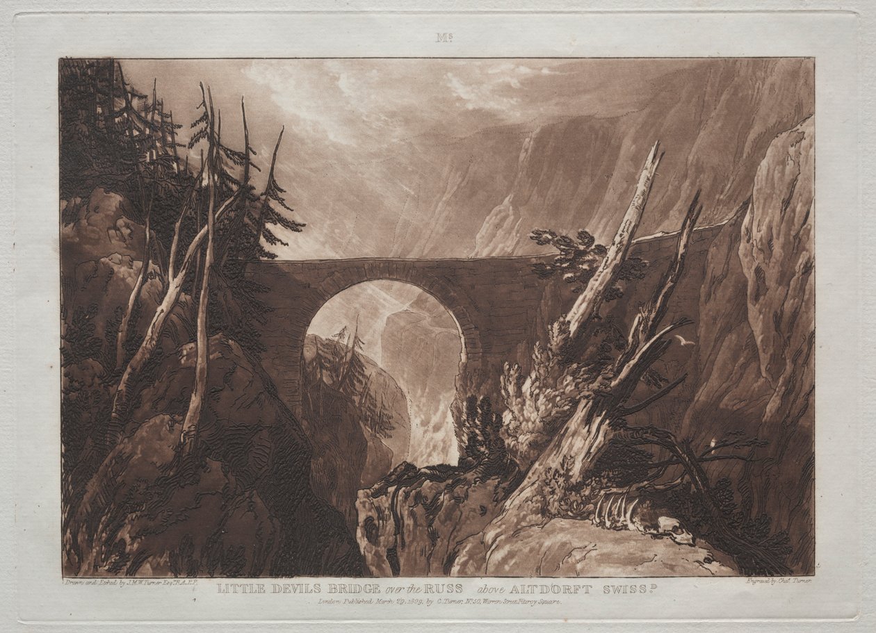 Liber Studiorum: Little Devils Bridge over the Russ, above Altdorft, Swiss by Joseph Mallord William Turner