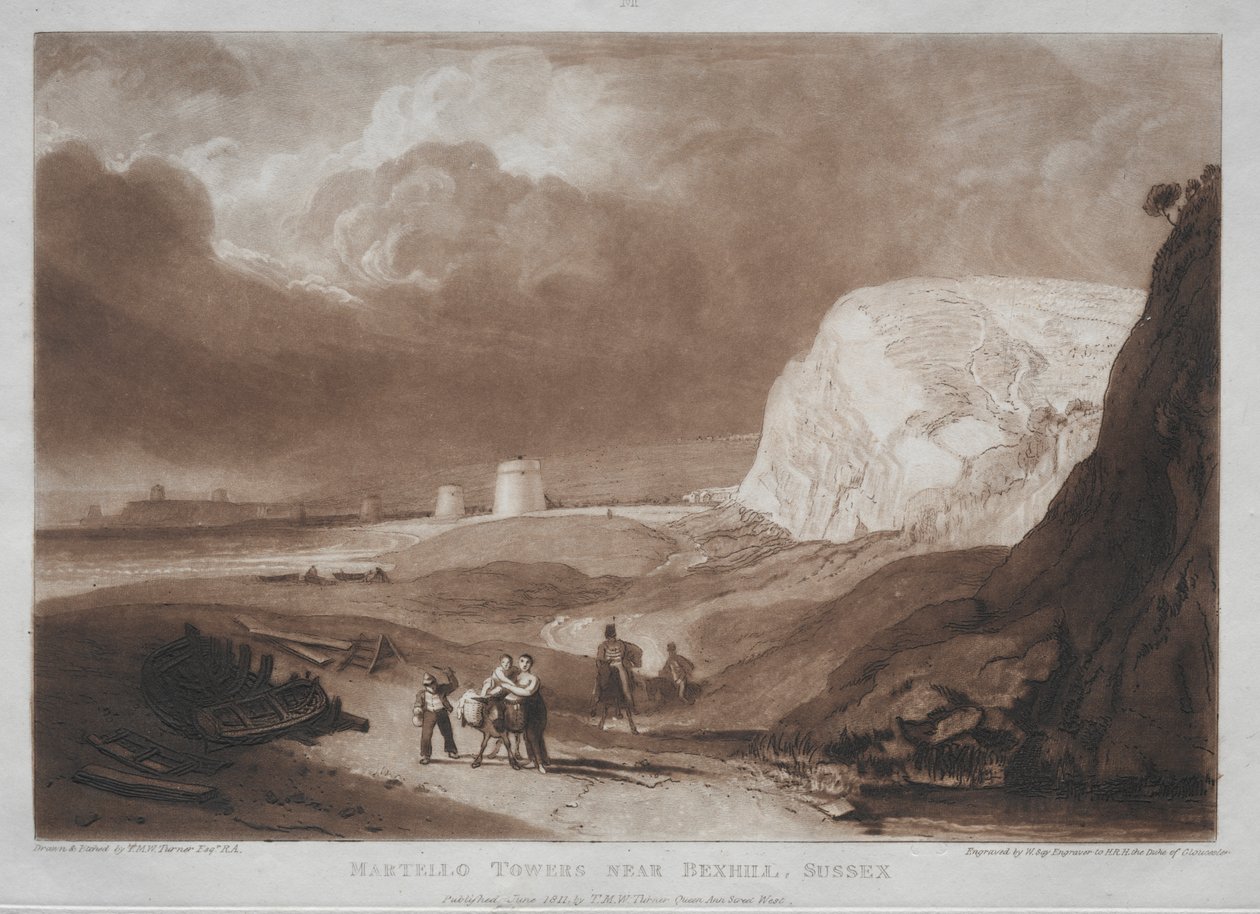 Liber Studiorum: Martello Towers, near Bexhill, Sussex by Joseph Mallord William Turner