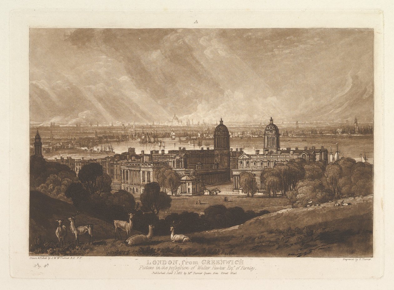 London from Greenwich, Liber Studiorum, Part V, Plate 26 by Joseph Mallord William Turner