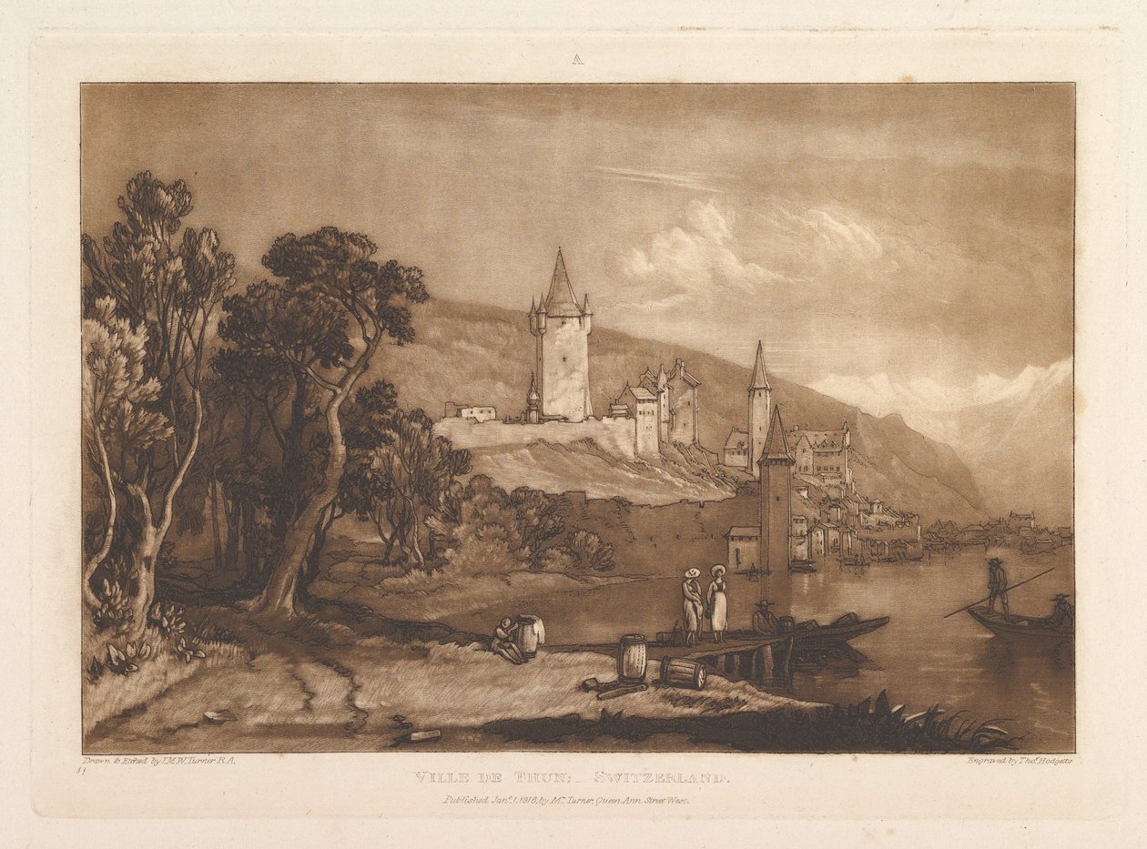 Ville de Thun, Switzerland (Liber Studiorum, part XII, plate 59) by Joseph Mallord William Turner