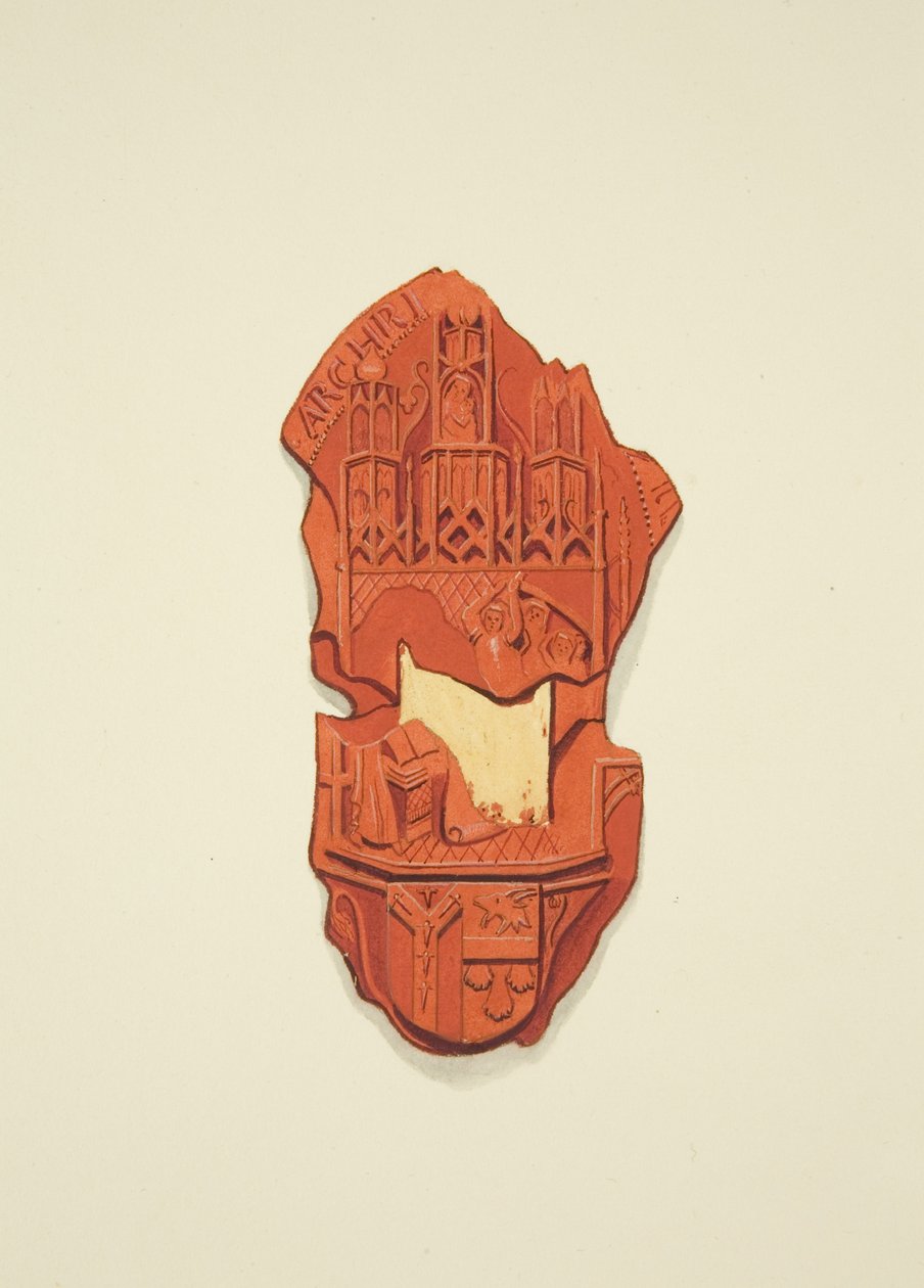 Back of the Seal of Matthew Parker, Archbishop of Canterbury, to Will of Thomas Alyce, Merchant by Joseph Manning