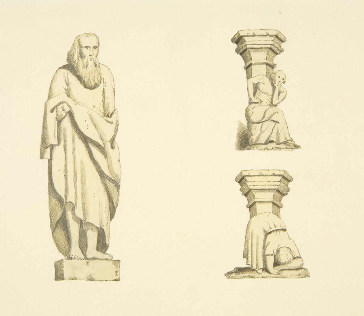 Figure and Two Trusses in Niches of Tower of St Mary Redcliffe by Joseph Manning