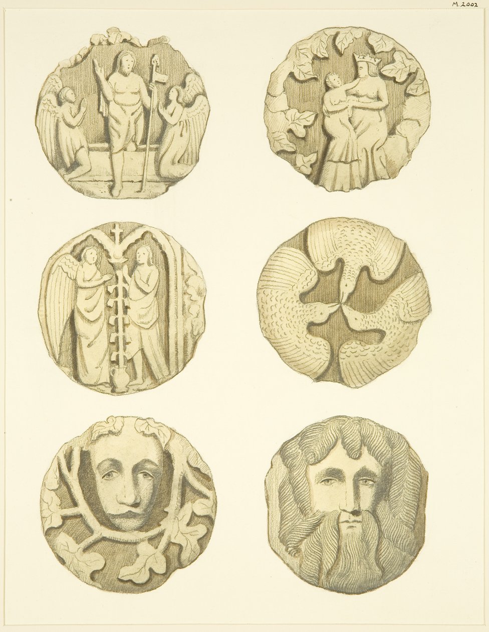 Groin stones (bosses) in ceiling of Redcliffe Church by Joseph Manning