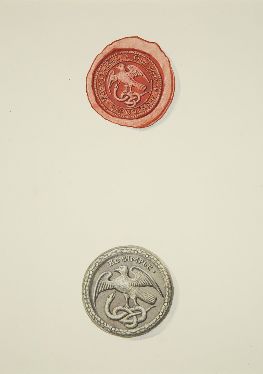 Seal Inscribed with Thomas White and Badge, Both of Temple Hospital by Joseph Manning