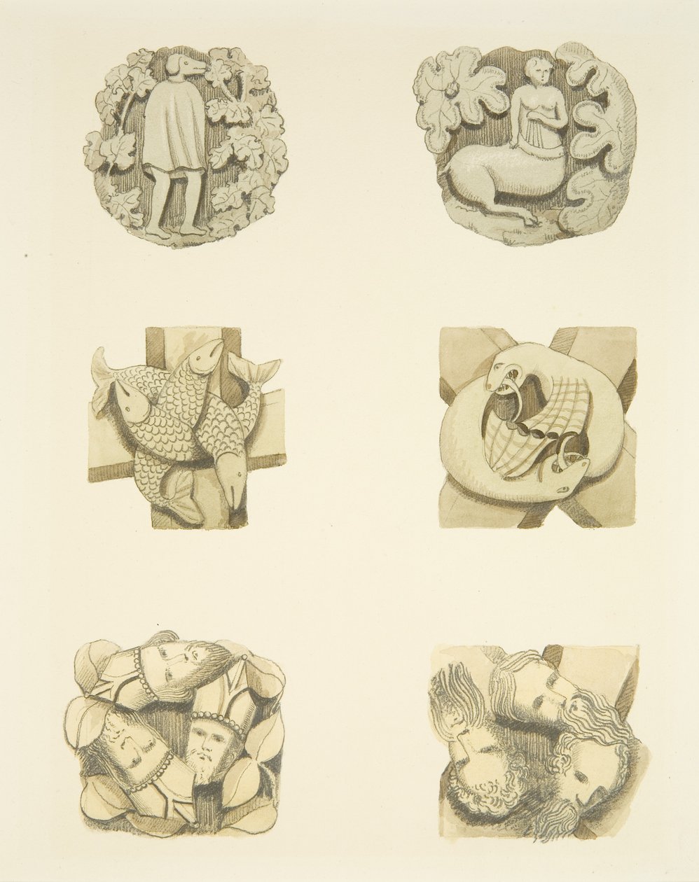 Six Groin Stones in Ceiling on Entering the North Door of Bristol Cathedral by Joseph Manning