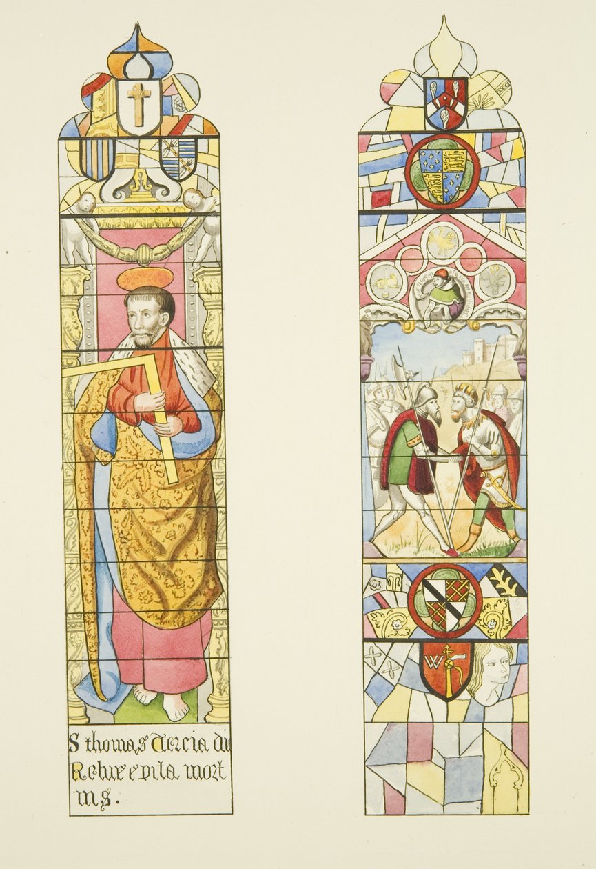 Two stained glass windows forming the altar window of St. Mark