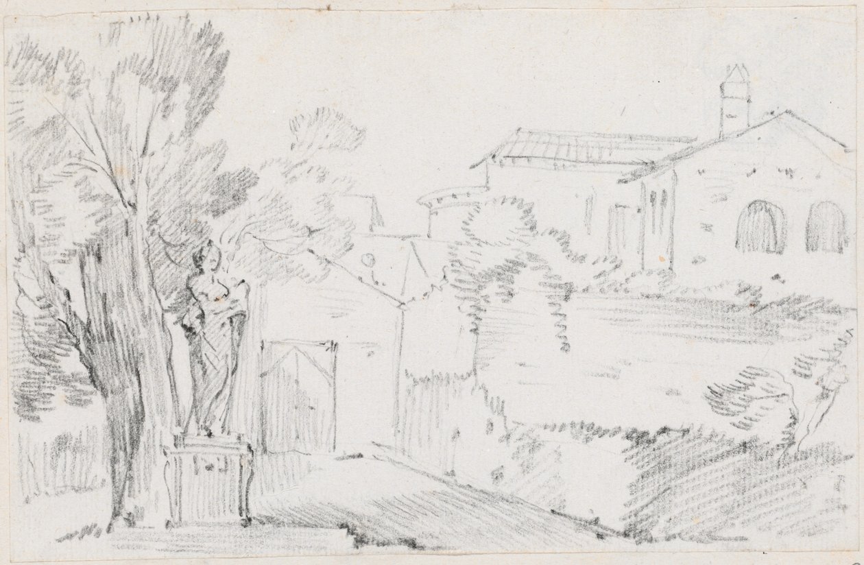 Corner of an Italian Garden with a Church Beyond by Joseph Marie Vien