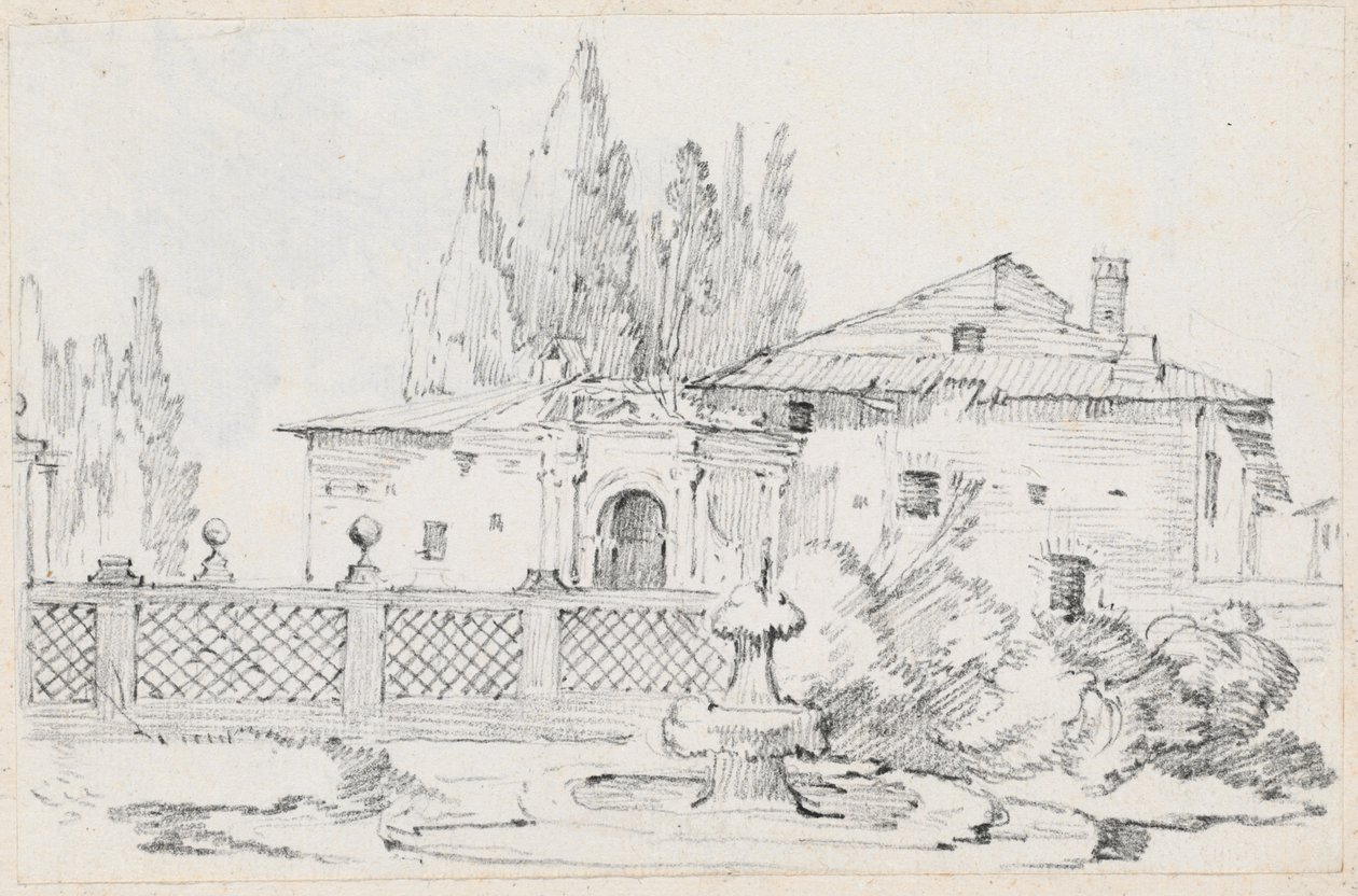 House and Trees across a Garden Wall by Joseph Marie Vien