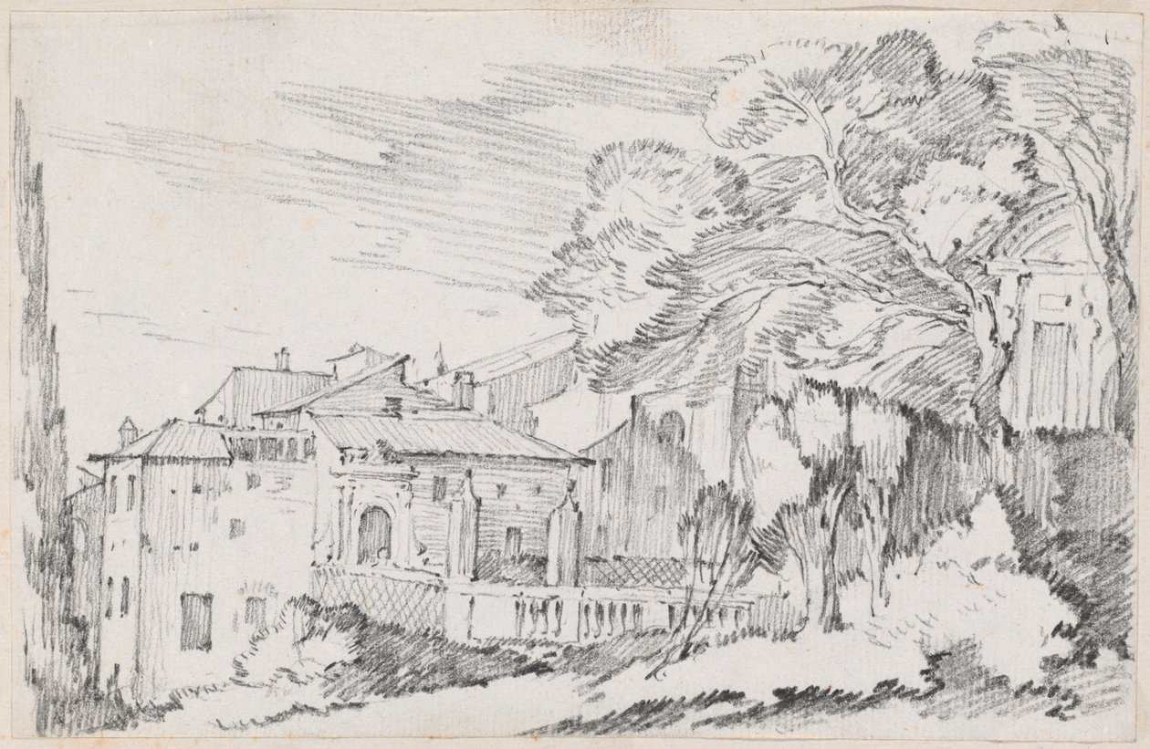 Houses and a Garden on a Hillside in Italy by Joseph Marie Vien