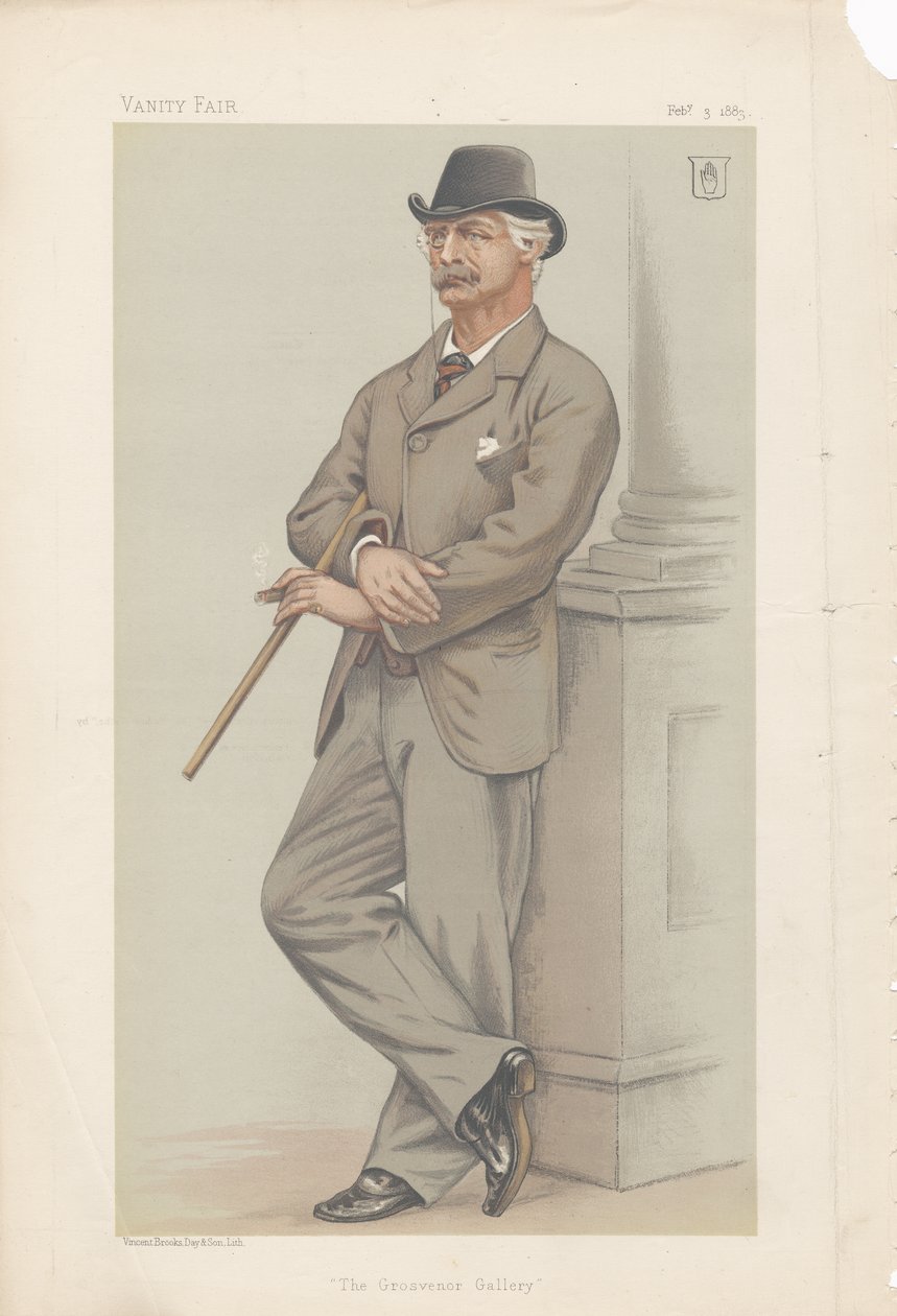 Coutts Lindsay, The Grosvenor Gallery from Vanity Fair 3rd February 1883 by Joseph Middleton Jopling