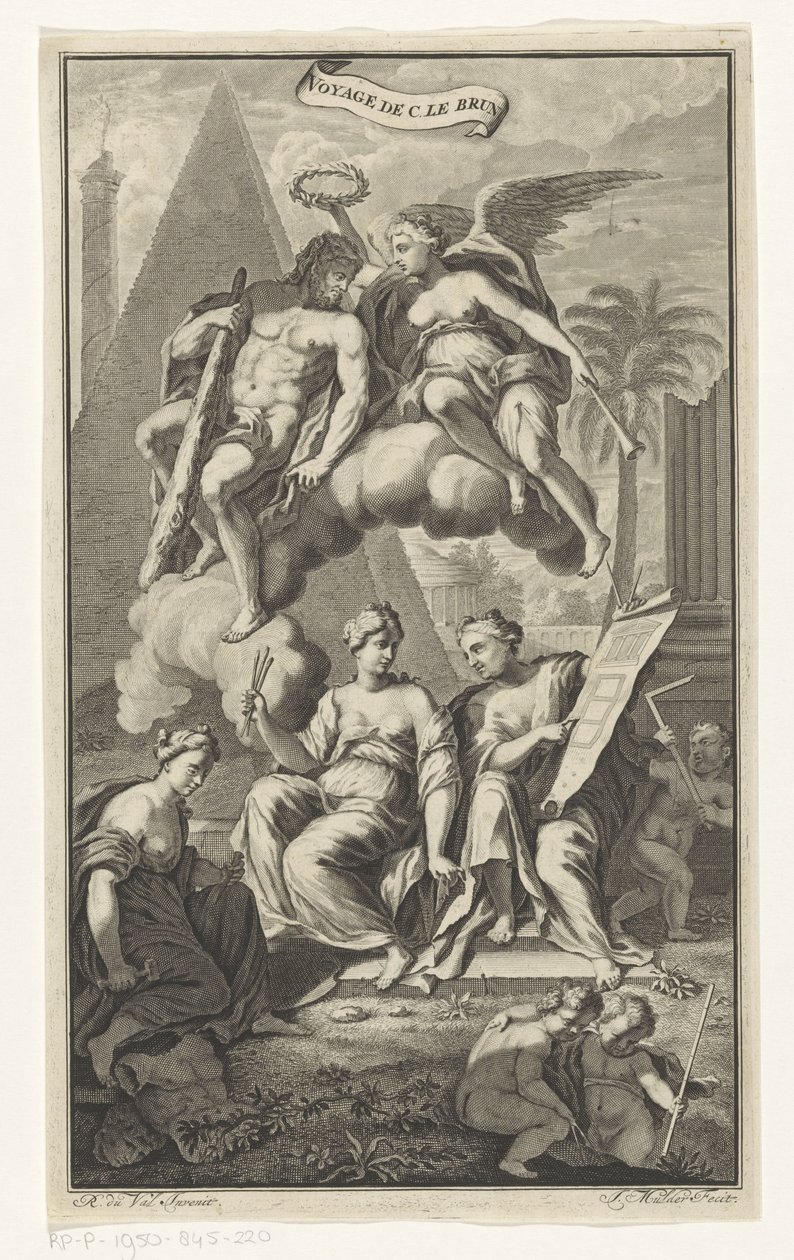 Hercules Crowned by Victoria (Title Page for: Cornelis de Bruyn, Voyage to the Levant, 1700) by Joseph Mulder