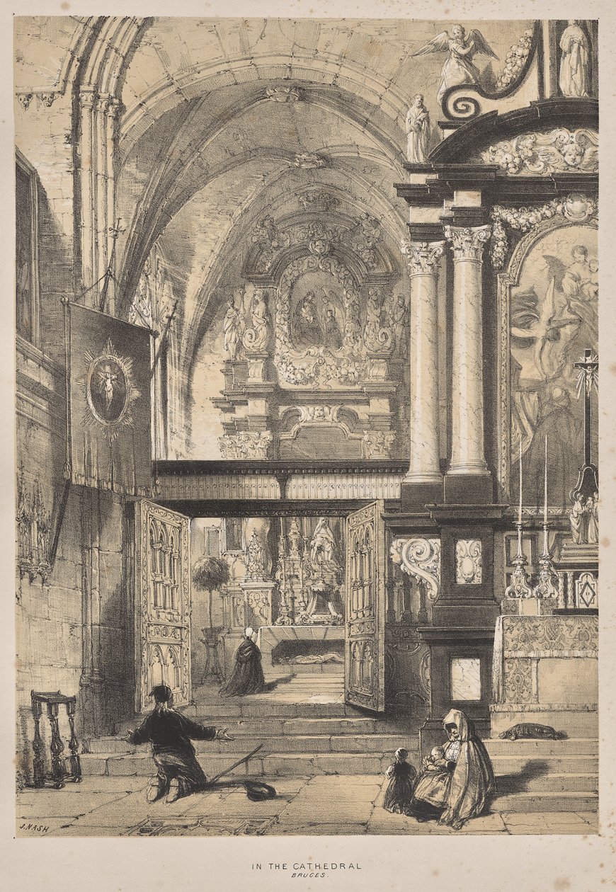 Architecture of the Middle Ages: In the Cathedral, Bruges by Joseph Nash