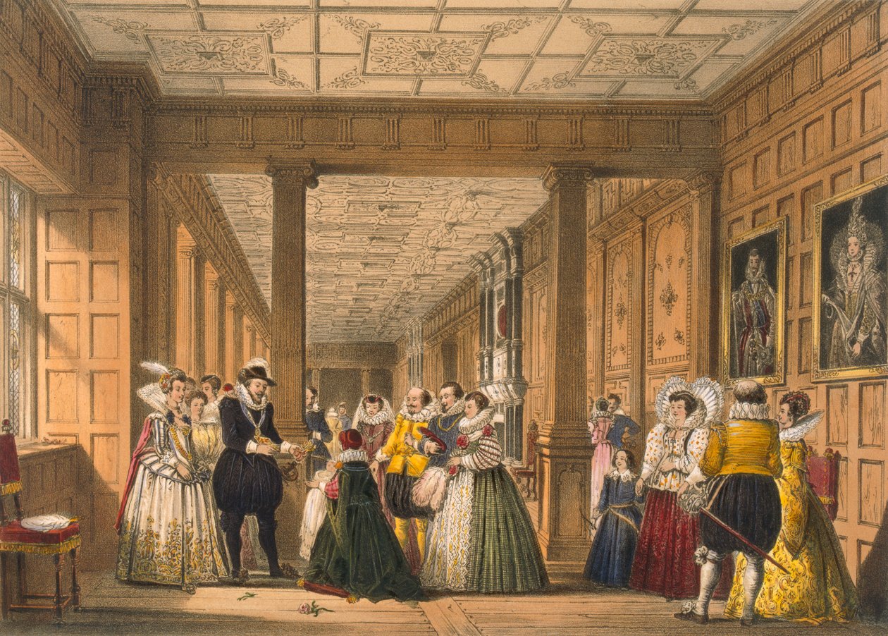The Gallery at Hatfield House, Hertfordshire by Joseph Nash