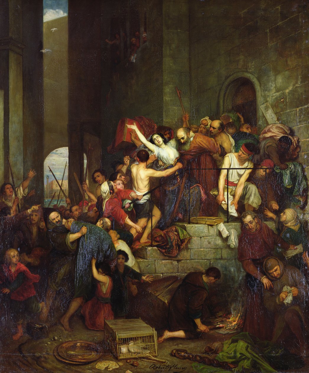 The Looting of a House on the Venetian Island of Guidecca During the Middle Ages by Joseph Nicolas Robert Fleury