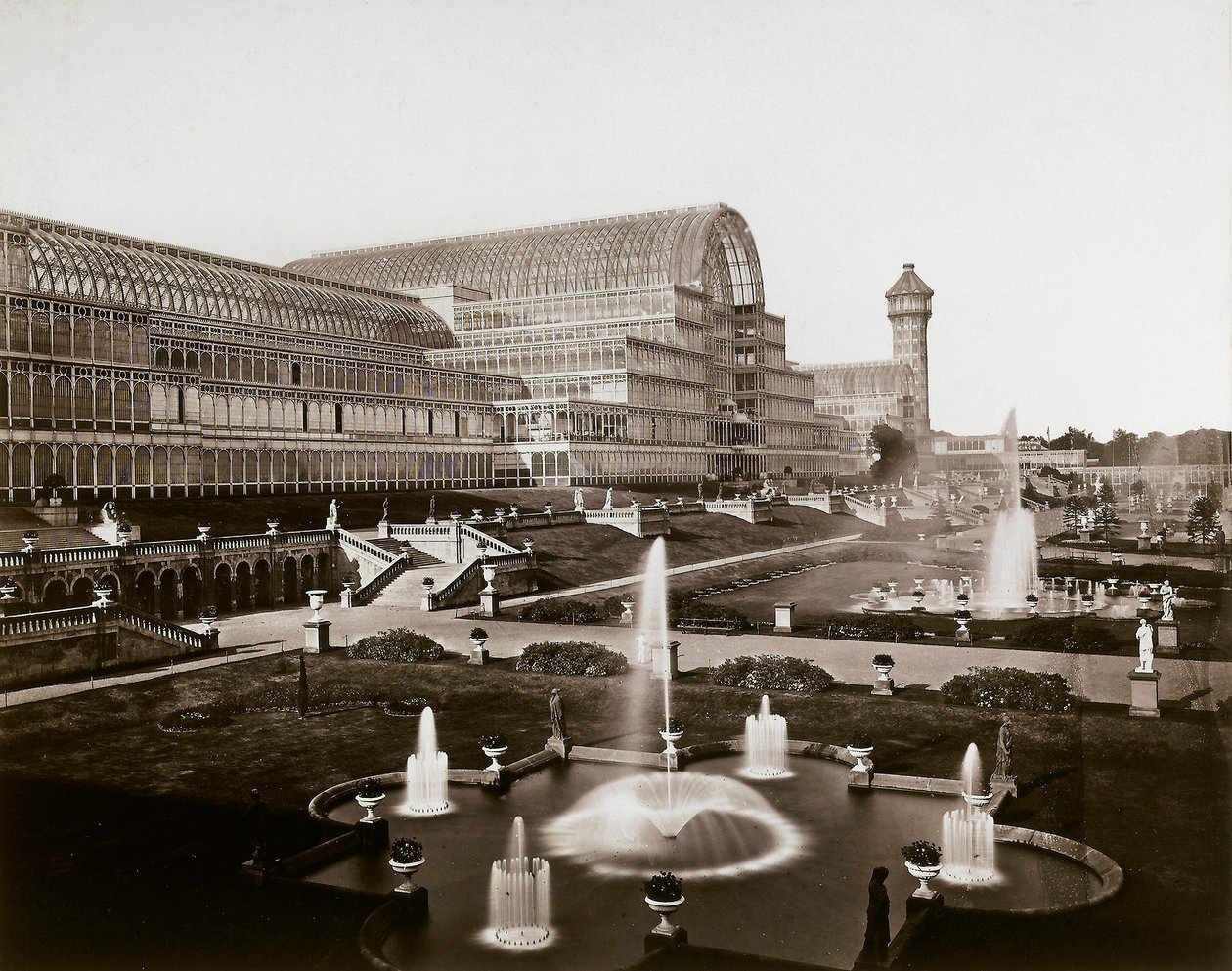 The Crystal Palace in London: The Gardens and Fountains, c.1870 by Joseph Paxton