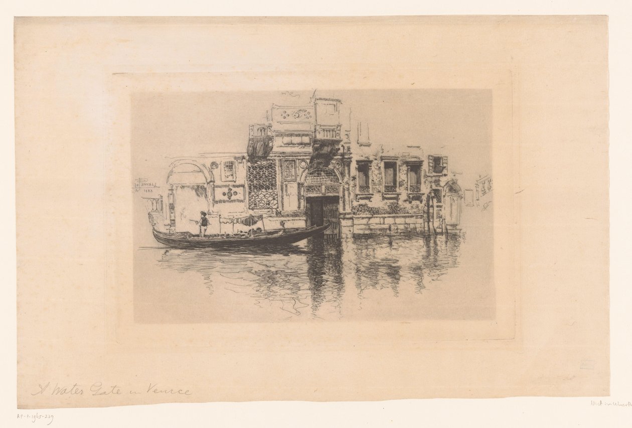 Gondola on a Canal (original title: A Watergate in Venice) by Joseph Pennell (signed by artist)