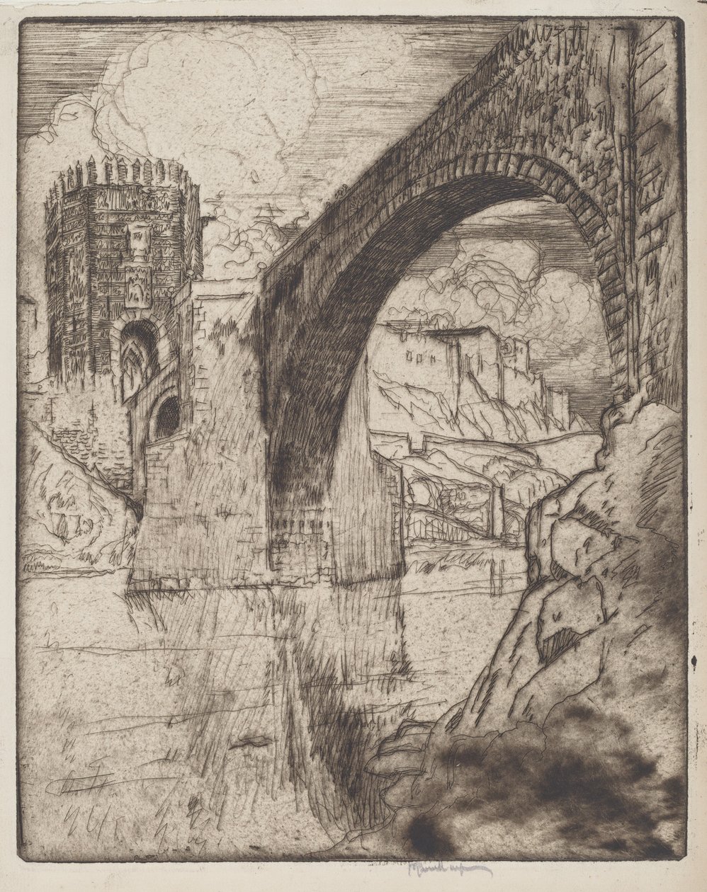 Arch of Bridge of Alcantara by Joseph Pennell