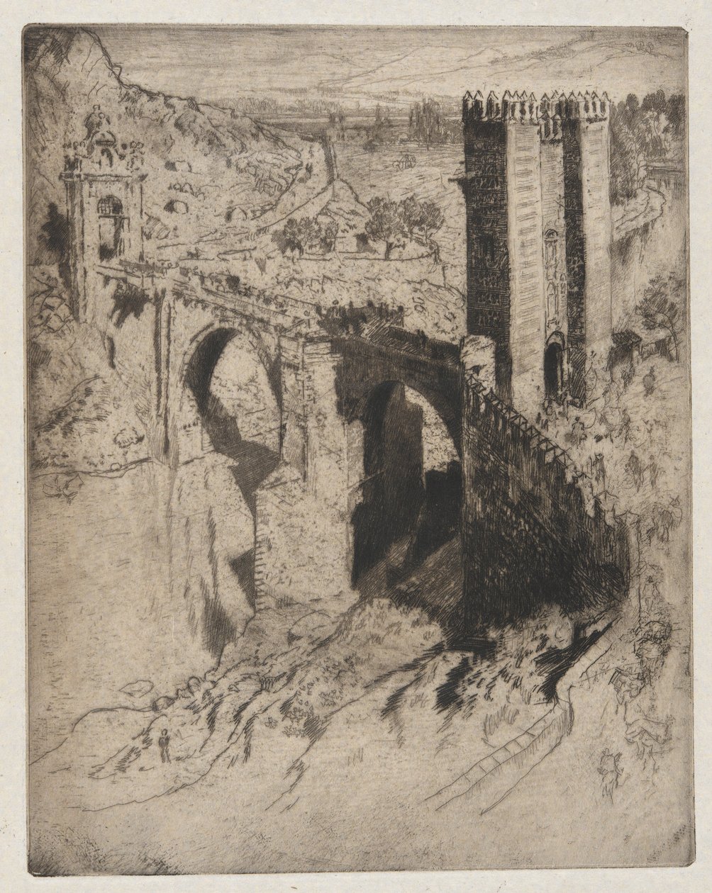 Bridge of Alcantara by Joseph Pennell