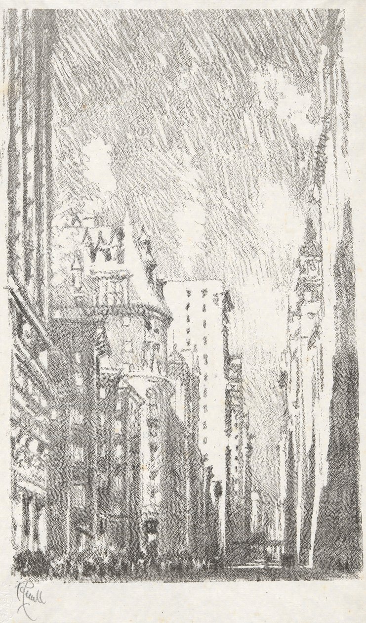 Broadway from Bowling Green, #2 in Iconophile Club Collection by Joseph Pennell