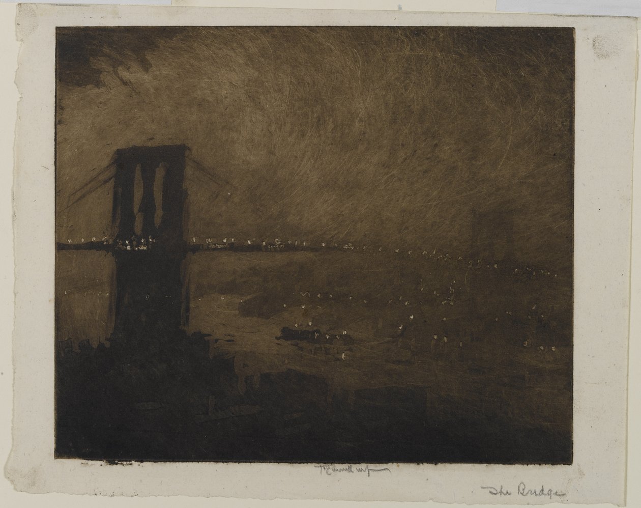 Brooklyn Bridge at Night, 1922 by Joseph Pennell
