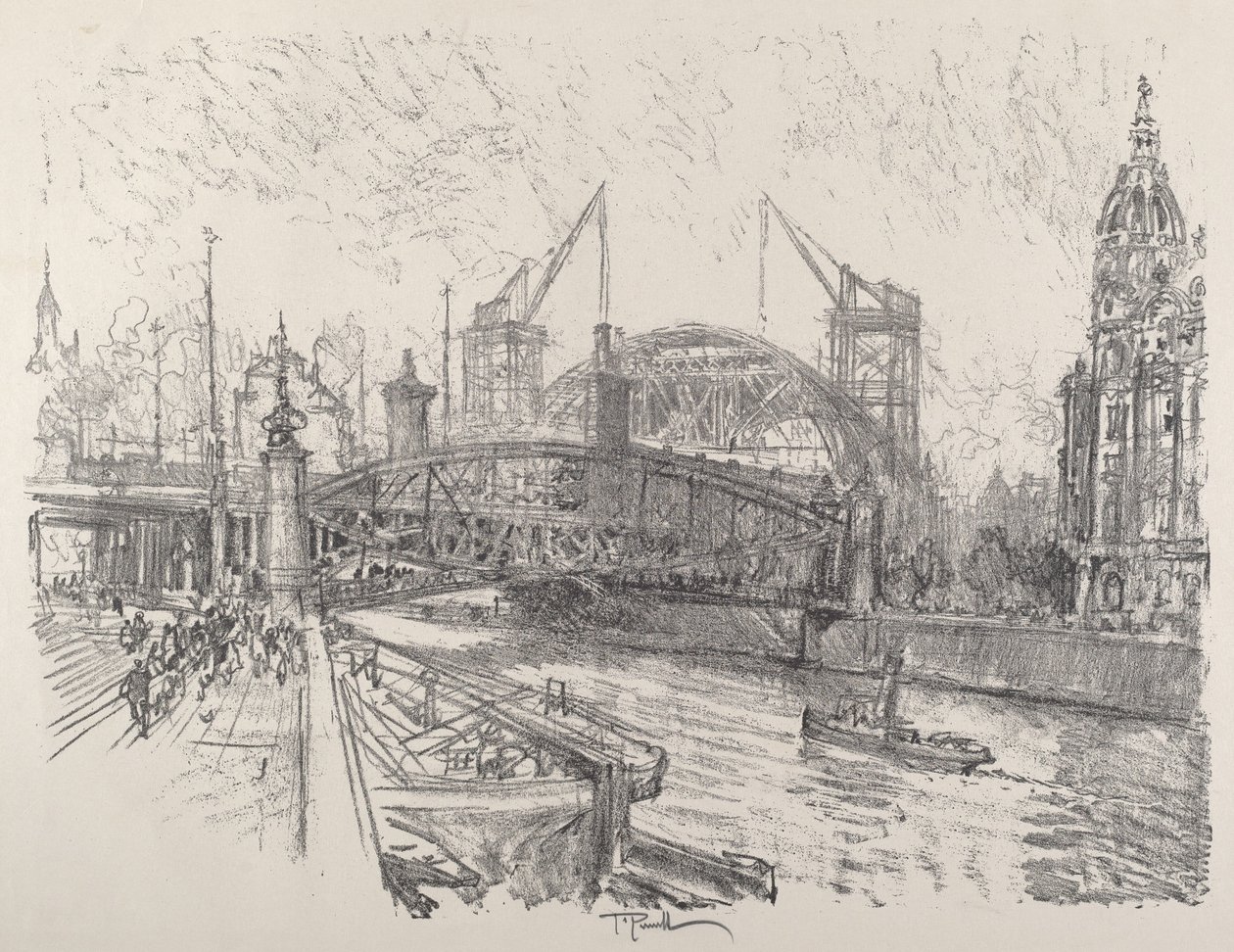 Building the Friedrich-Strasse Station by Joseph Pennell