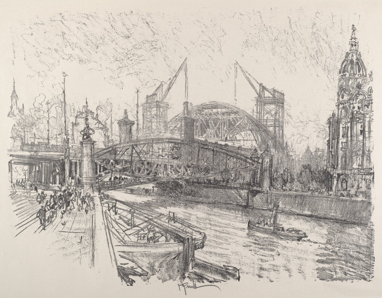 Building the Friedrich-Strasse Station by Joseph Pennell