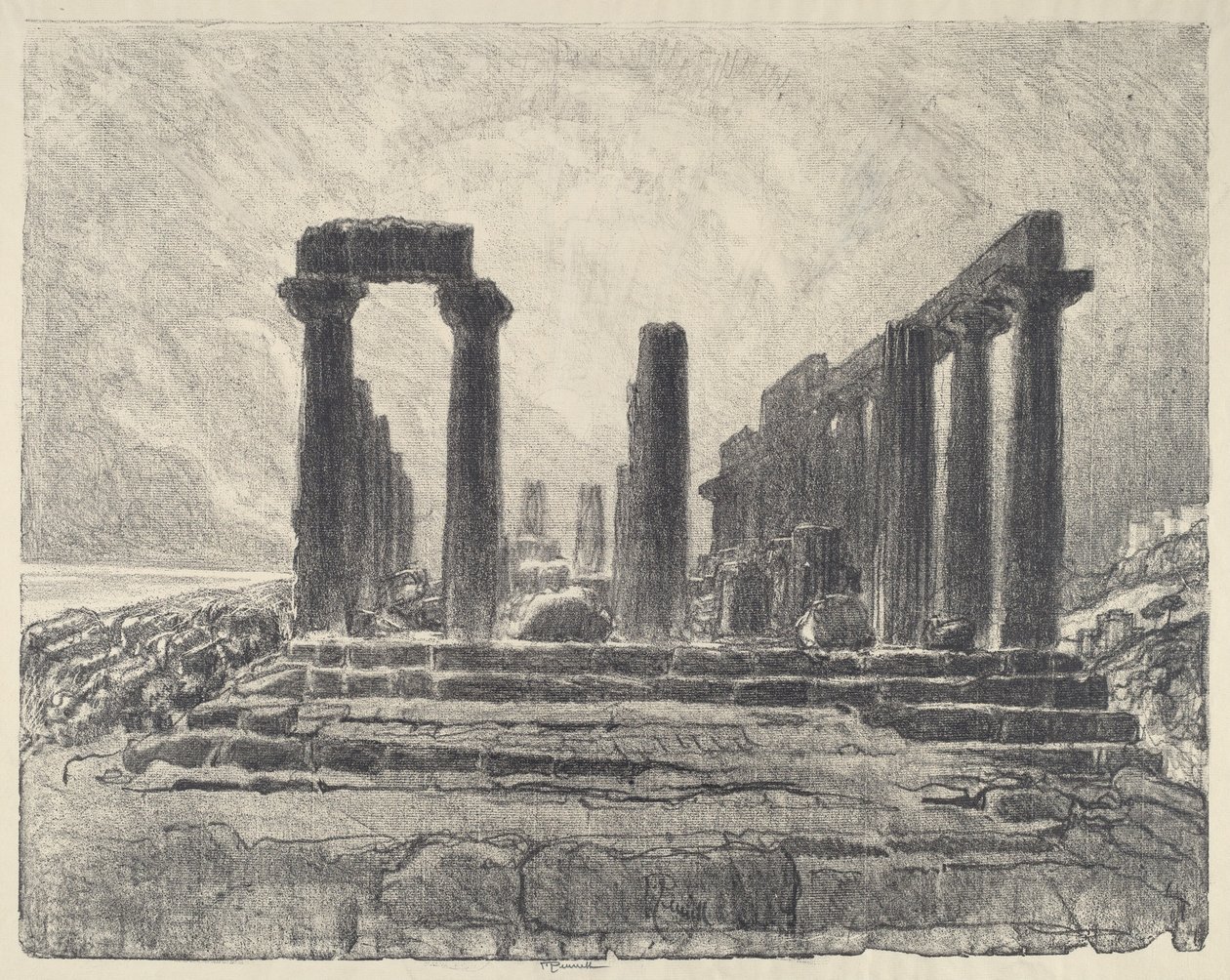 Columns of the Temple of Juno, Girgenti, 1913 by Joseph Pennell