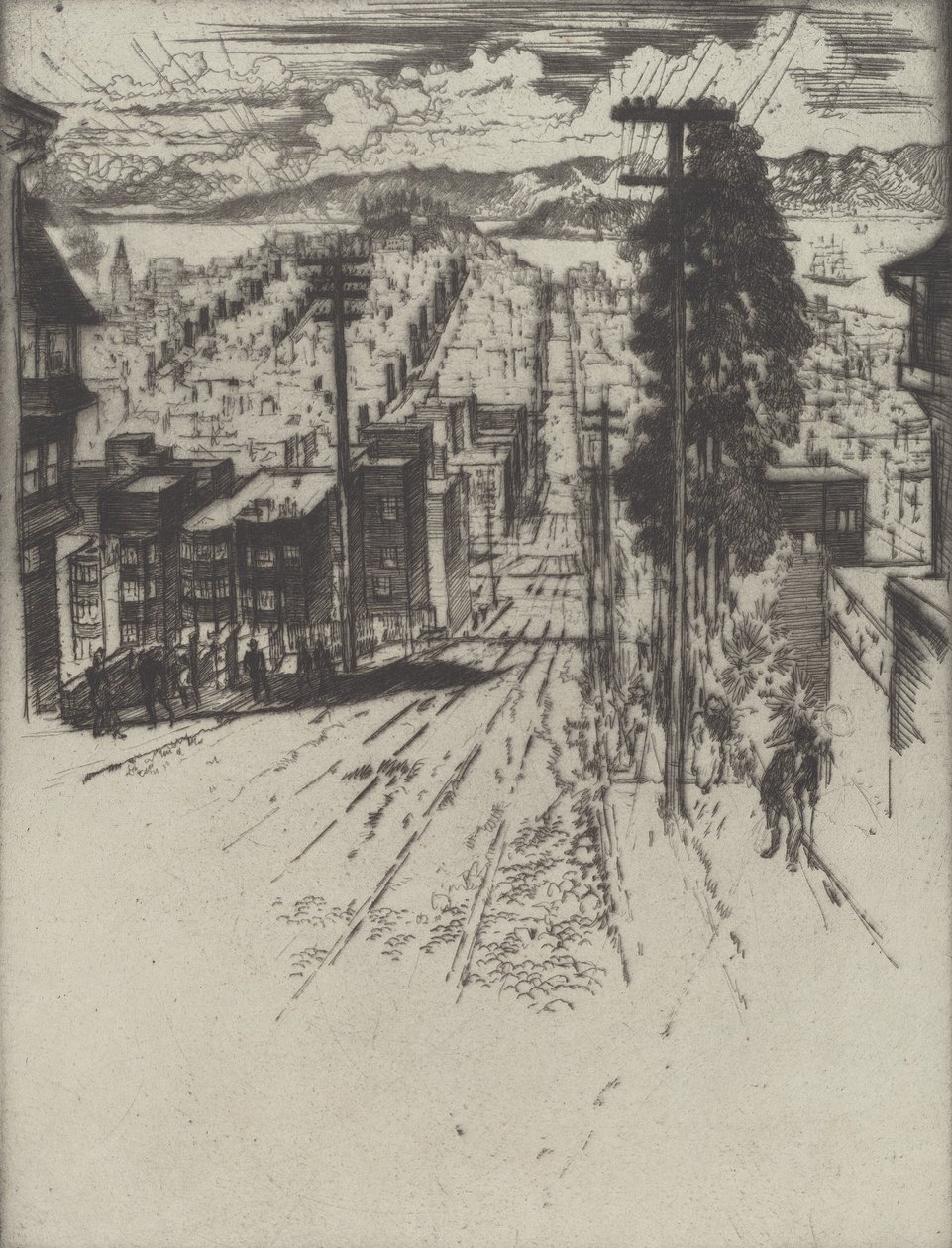 Down and Up the Hills to the Bay, San Francisco by Joseph Pennell