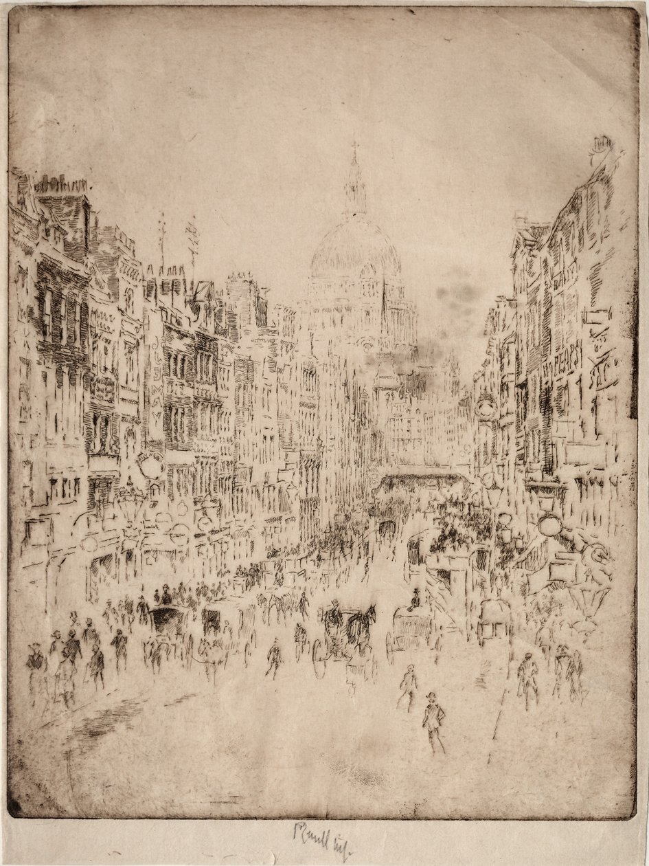 Fleet Street, Up to St. Pauls by Joseph Pennell