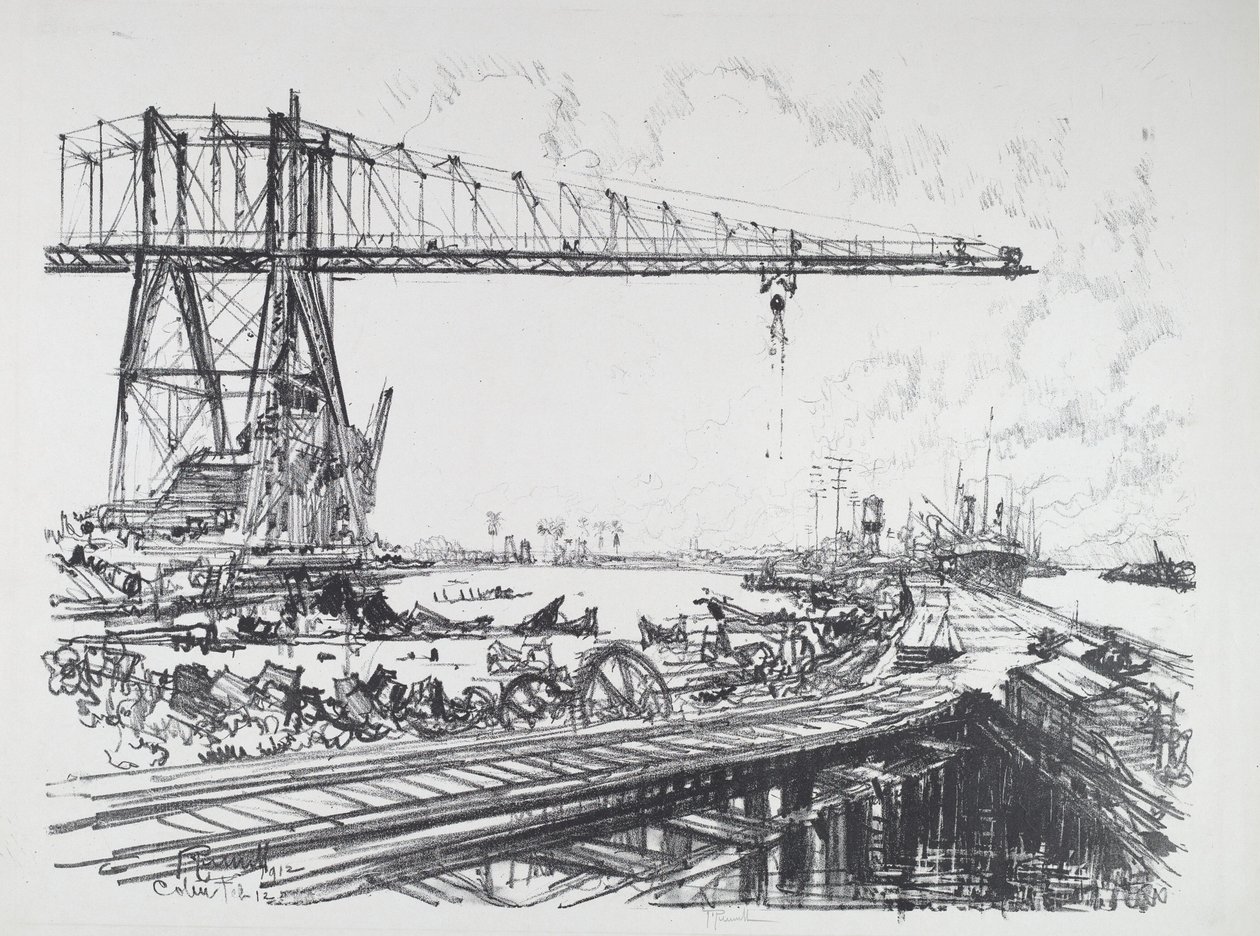 French Canal and American Cranes by Joseph Pennell