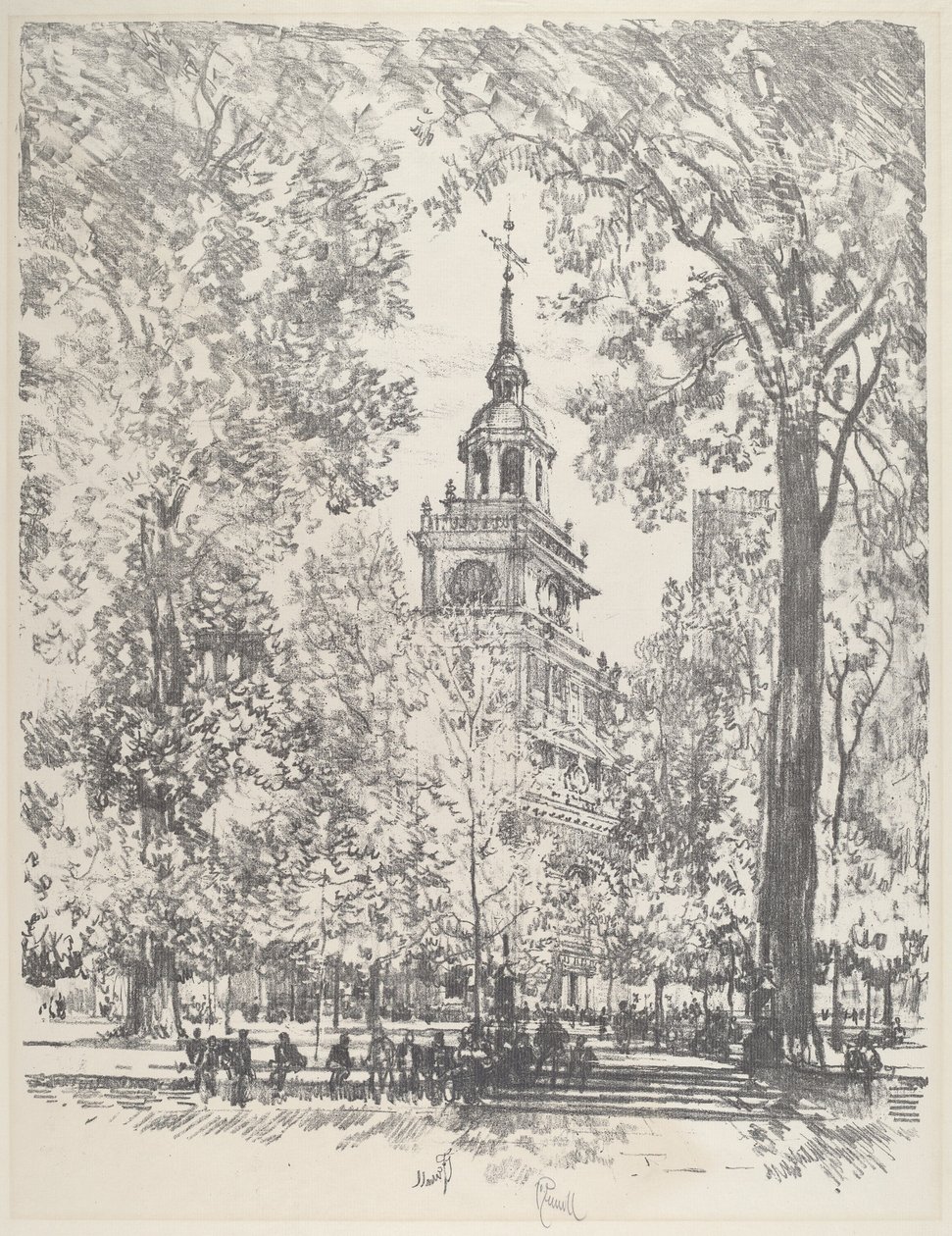 Independence Square and the State House by Joseph Pennell