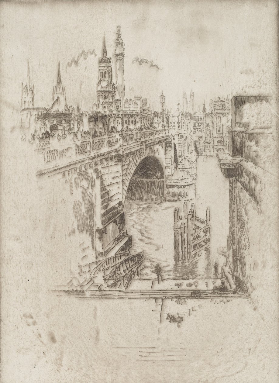 London Bridge Stairs by Joseph Pennell