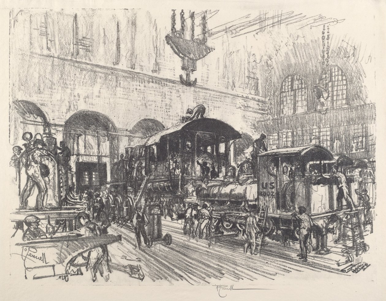 Making War Locomotives, 1917 by Joseph Pennell