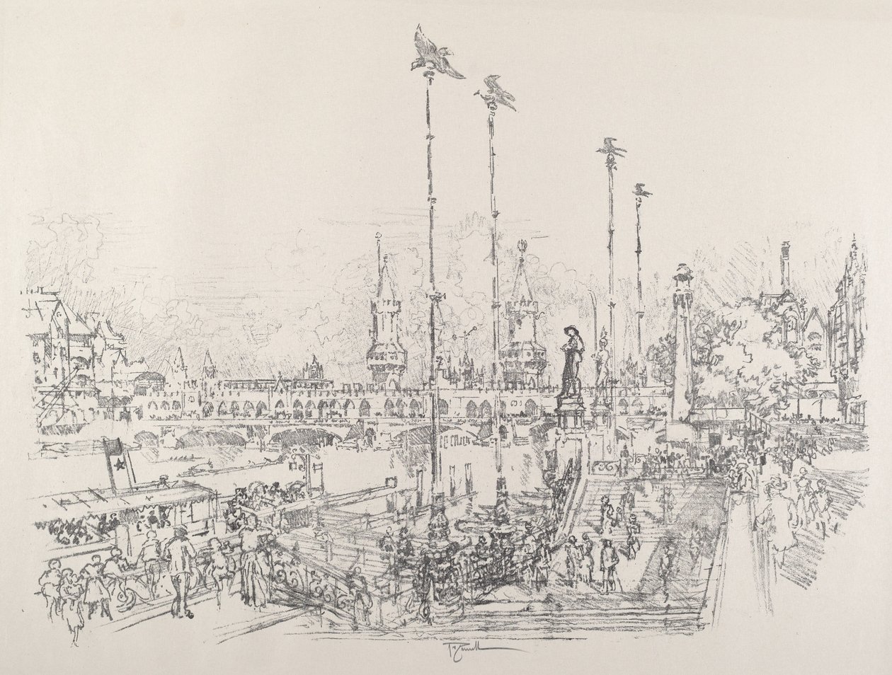 Oberbaum-Brucke, Berlin by Joseph Pennell