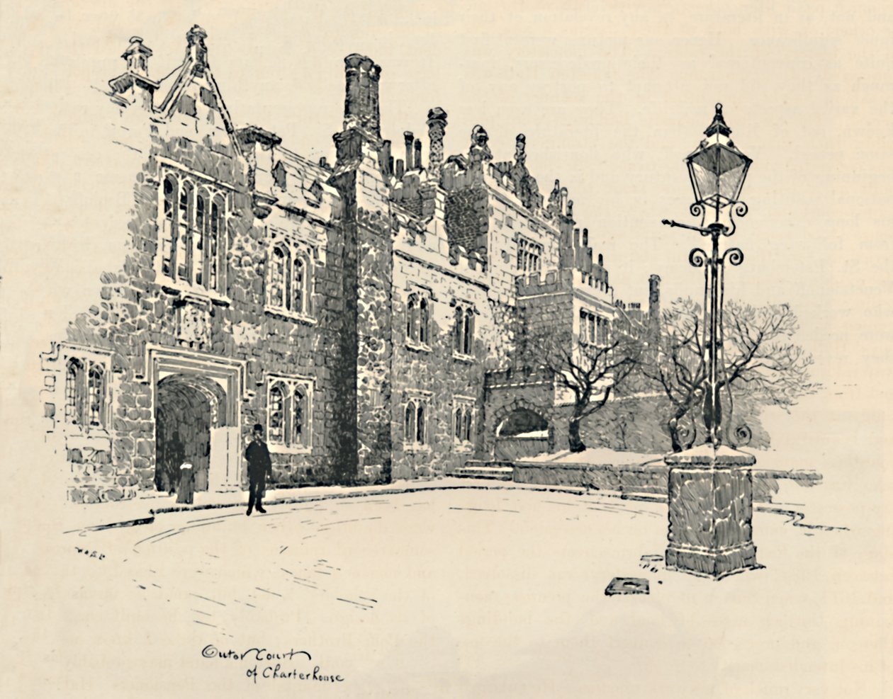 Old Charterhouse: The Masters Court by Joseph Pennell