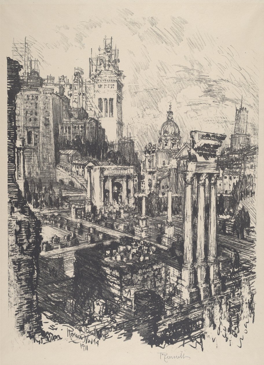 Old and New Rome, Victor Emanuel Monument, 1911 by Joseph Pennell
