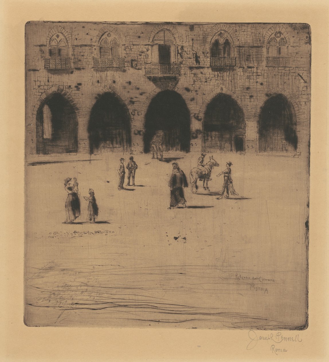 Plazza del Comune, Pistoia by Joseph Pennell