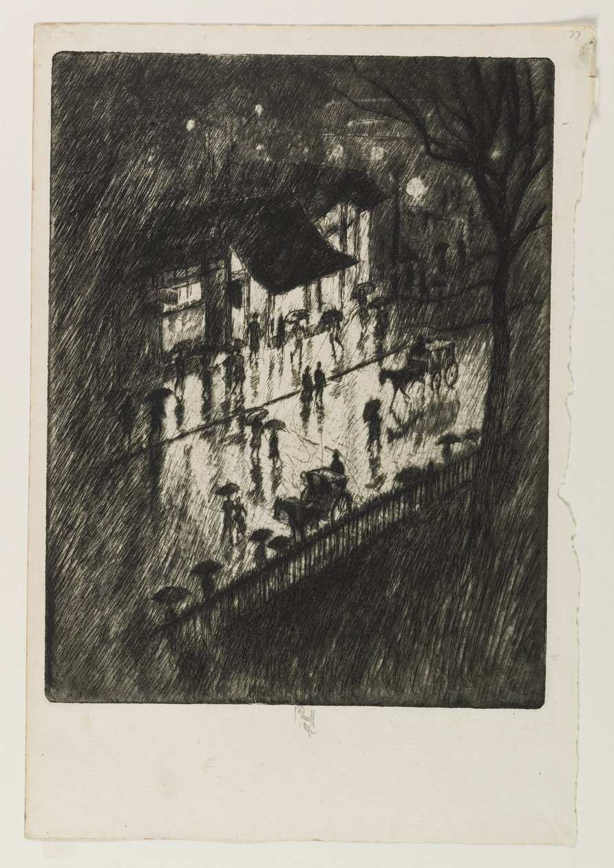 Rainy Night, Charing Cross Shops, 1903 by Joseph Pennell