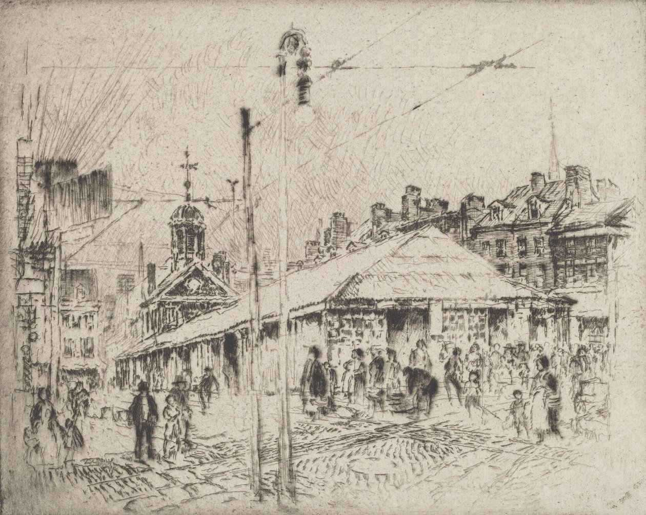 Second Street Market, Philadelphia, 1920 by Joseph Pennell
